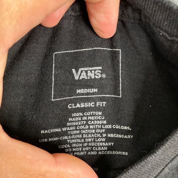 Vans T-Shirt Mens Medium Black Classic Fit Logo Graphic Casual Skate Tee - Picture 4 of 8